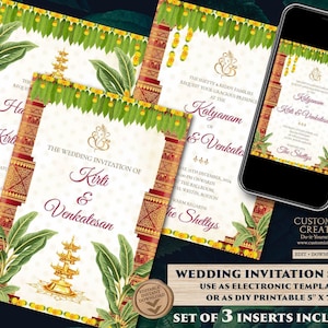 South Indian Wedding Invitation: Tamil Telugu Invite (Digital Download)