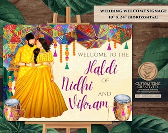 Haldi-welkomstbord: Indiaas bruiloftsdecor (digitale download)