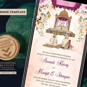 Anand Karaj Invitation: Sikh Wedding Template (Digital Download)