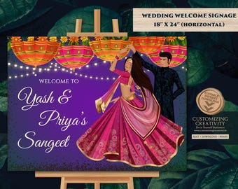 Indian Sangeet Welcome Sign: Editable Wedding Decor (Digital Download)