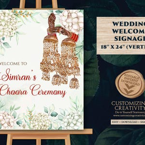 Choora Ceremony Welcome Sign: Sikh Wedding Decor (Digital Download)