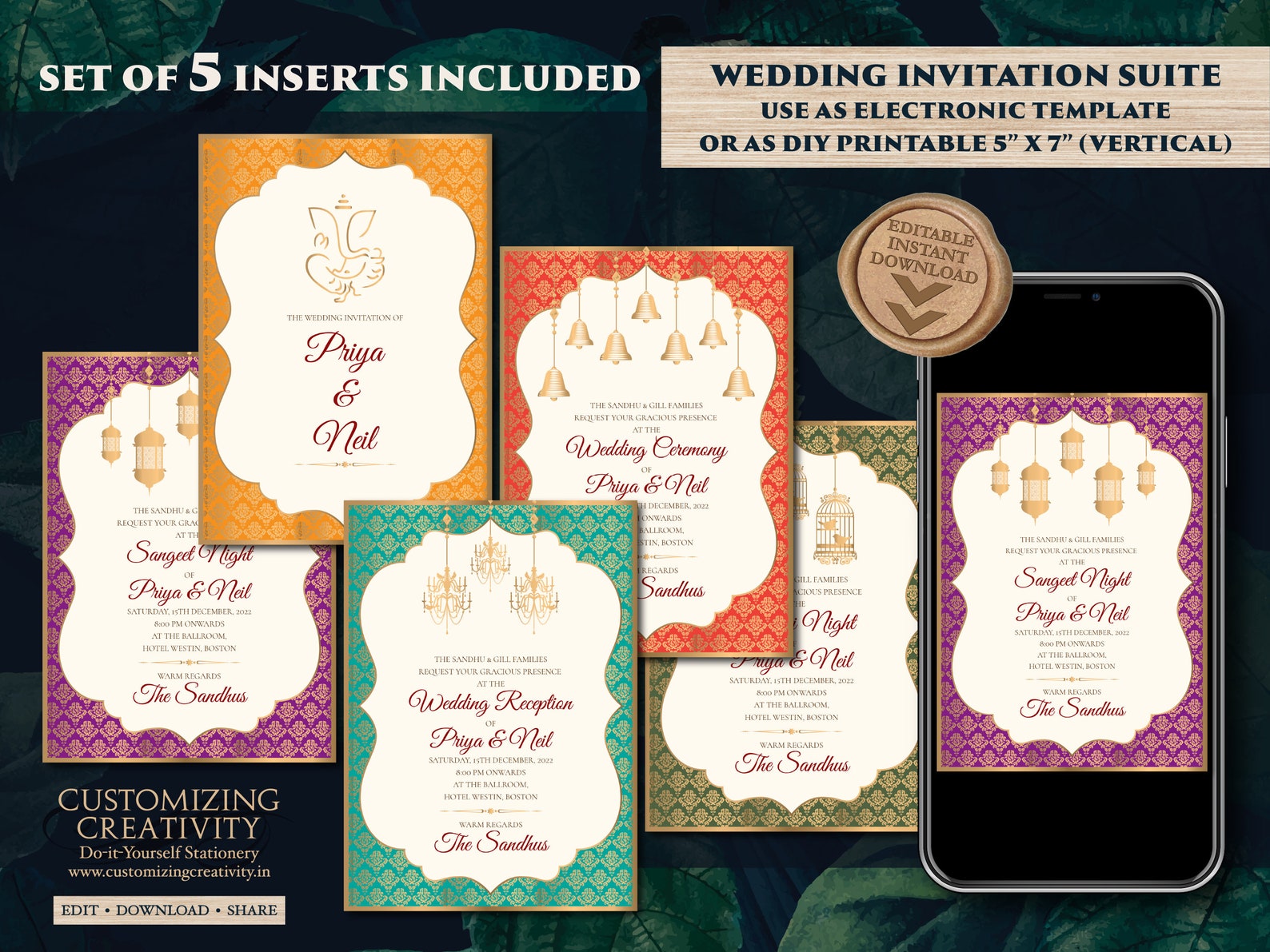 Buy Hindu Invites Template &amp; Hindu Invitations Indian Wedding Online in ...