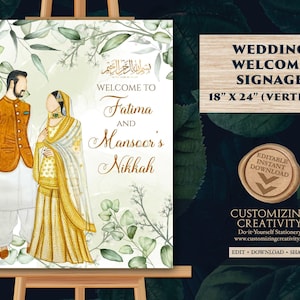Nikkah signages, Muslim Wedding Sign as Nikah Welcome Sign, Muslim Welcome Sign Nikkah & Nikah Welcome sign, Welcome to Nikah Muslim signage