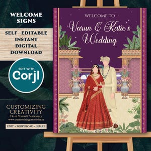 Indian Wedding Welcome signs Indian Wedding decor, Indian Welcome signs & Hindu Wedding signs, Indian Wedding signs as Indian Wedding sign