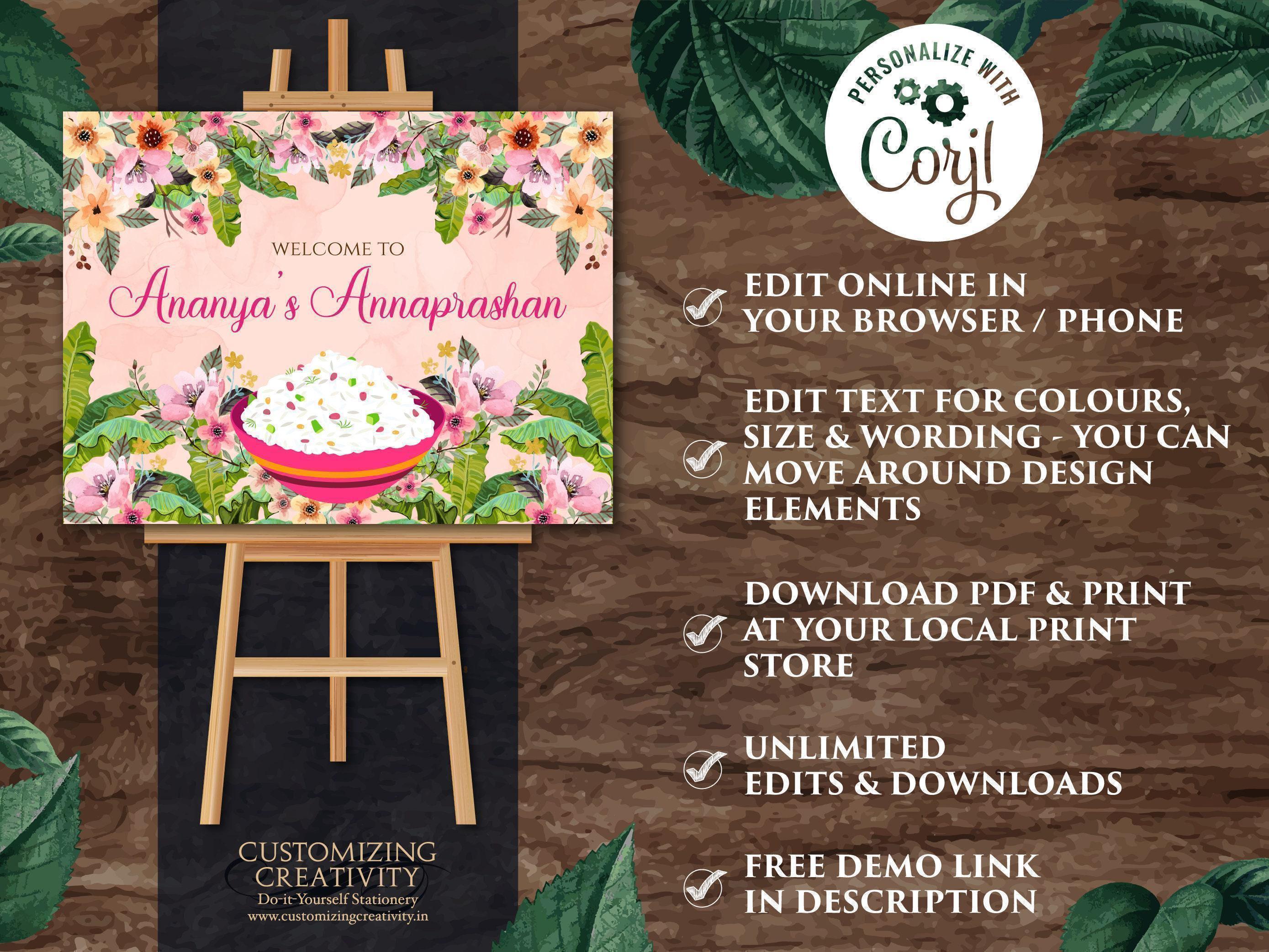 Welcome Rice Annaprasana Welcome Sign: Rice Ceremony Decor (digital Download) - Etsy UK