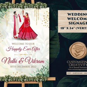 Indian Wedding Welcome Board as Hindu Welcome Signage, Hindu Wedding Ceremony sign Bridal & Phera Sign Welcome Punjabi, Desi Wedding decor