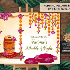 Dholki Welcome Sign: Mehndi Decor, Editable Template (Digital Download)