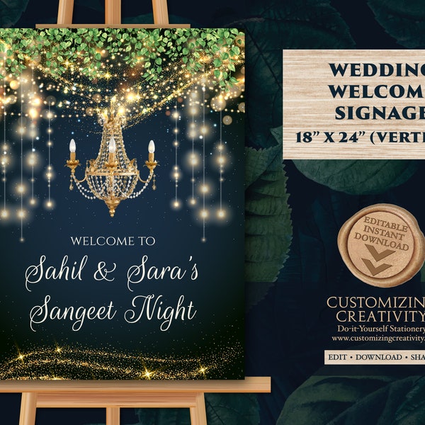 Sangeet Welcome Sign & Sangeet Decor, Sangeet Sign as Indian Wedding Poster Sangeet Night Sign, Sangeet Welcome board as Indian Wedding Sign