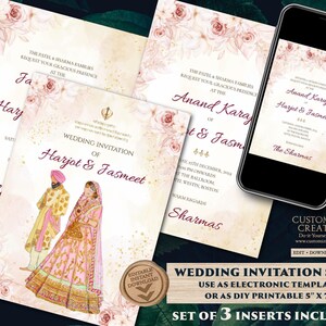 Sikh invitations as Sikh wedding card, Anand Karaj invitation & Sikh Wedding Invite Indian, Punjabi Wedding invite as Punjabi wedding card