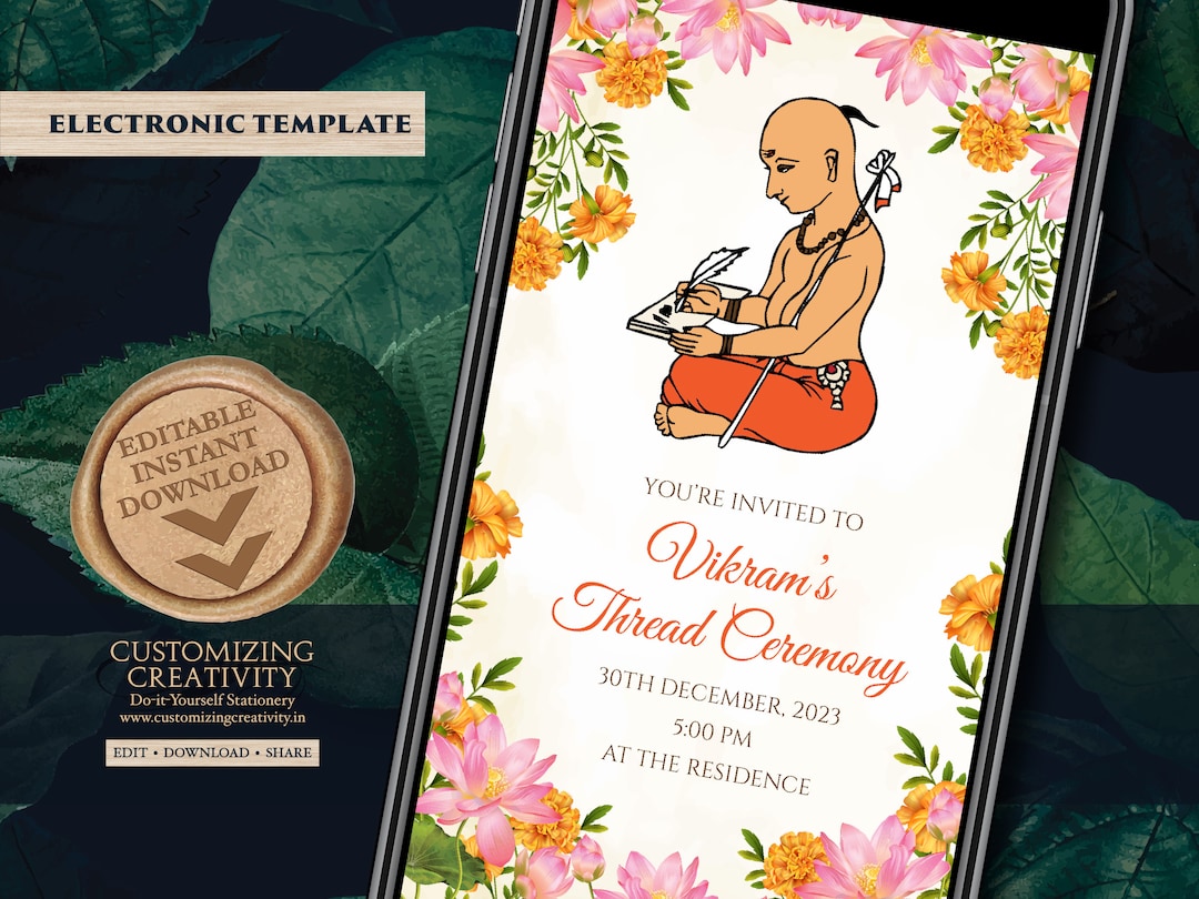 Thread Ceremony Invitations as Upanaynam Invites, Yagnopavith Invite as