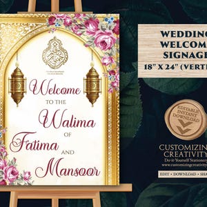 Muslim Welcome Sign Walima & Walima Welcome sign, Nikkah signages as Muslim Nikah welcome signs, Muslim Wedding Sign as Muslim Walima Signs