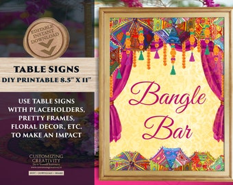 Bangle Bar signs Dholki decoration, Desi Wedding decor Bangle ceremony & Henna station sign, Mehndi decor as Dholki decor, Food station sign