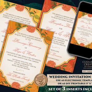 Marigold invitations Wedding as Indian invites Marigold, Orange Wedding card & Marigold Shaadi card Hindu, Hindu invitations Indian Wedding