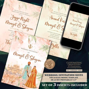 Sikh wedding invitation Punjabi wedding card, Punjabi Wedding invitation & Sikh Wedding card, Indian wedding cards as Anand Karaj invitation
