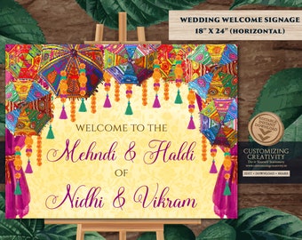 Mehndi Welcome signs & Mendhi decor sign Umbrella, Mehndi Signs as Mehndi poster, Mendhi Umbrella Desi decor as Mehendi signs, Mendhi signs