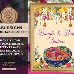 Bangle & Bindi Station Sign: Mehndi Decor (DIY Printable 8.5&quot; x 11&quot;)
