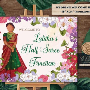 Half Saree Welcome Sign: Indian Ceremony Poster (Digital Download)