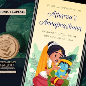 Cradle Ceremony invite Annaprashan invite, Naming ceremony invitation & Indian Baby naming invite, Namkaran sanskar invite Annaprasan card