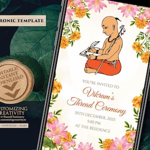 Thread Ceremony Invitation: Upanayanam Yagnopavith Digital Invite