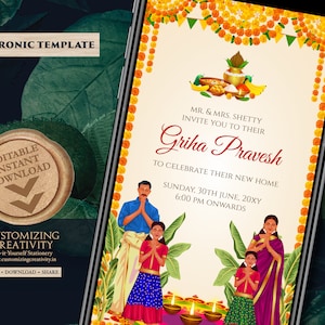 Indian Housewarming uitnodiging als Gruhapravesam uitnodiging, House warming kaarten als Pooja uitnodiging, Gruha pravesh uitnodiging & Griha pravesh uitnodiging