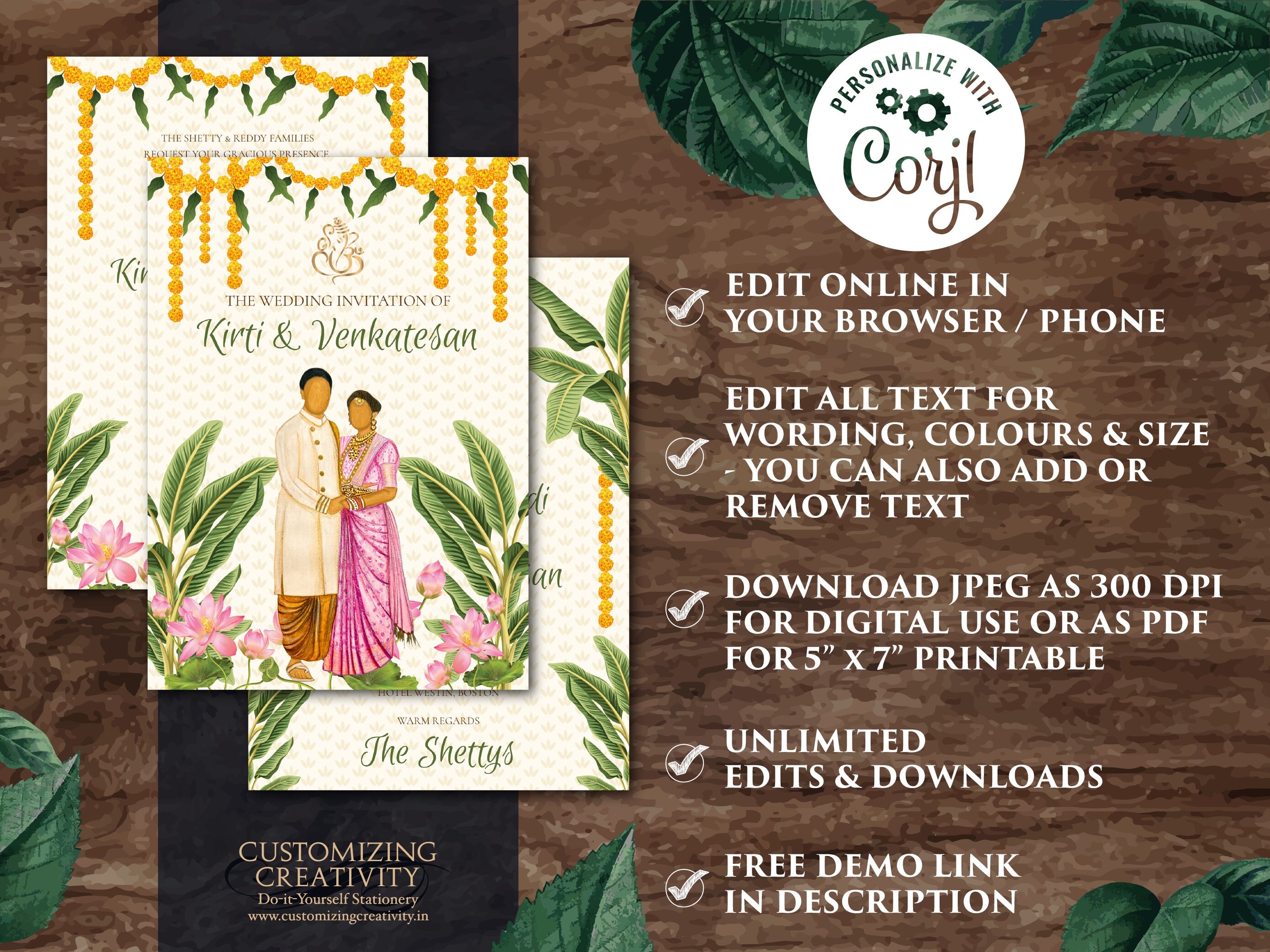 Tamil Wedding Invites & Tamil Wedding Cards South Indian Etsy UK