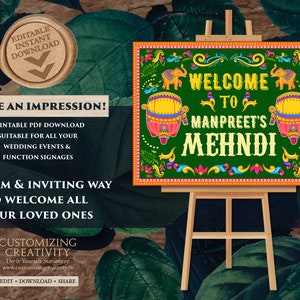 Mehndi Welcome Signs as Mehndi Signs, Jaggo Welcome signs & Mendhi signs, Punjabi Wedding Maiyan Signs as Mehendi decor sign Rickshaw Desi image 5