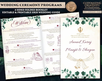 Guía del programa de bodas sijs: Ceremonia de Anand Karaj (Descarga digital)