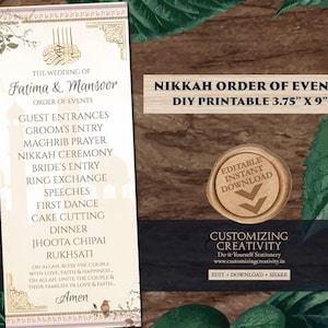 Islamic programs & Muslim Programs, Muslim Order of Event as Nikah Order of Events as Nikah Timeline, Nikah Nama as Nikah decor, Nikahnama