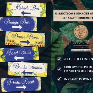 Mehndi decor & Mehndi Welcome Signs, Mehndi signs as Dholki decor, Mehendi decor signs as Indian wedding decor, Haldi decor as Sangeet decor