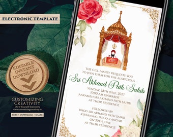 Akhand Path invites Sikh invitations, Sri Akhand Path Sahib invite & Akhand Path invite, Digital Akhand Sahib card as Akhand Paath cards