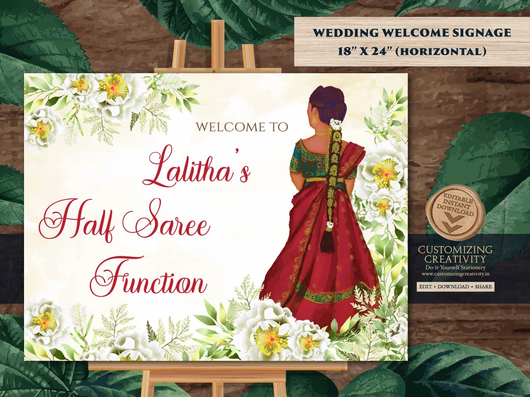 Half Saree Poster & Half Saree Decor, Half Saree Ceremony Signs as Half