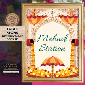 Indian wedding decoration Henna Station Sign & Dholki Table Sign Mehendi Decor Sign, Mehndi sign Haldi decor as Desi Wedding Printable decor