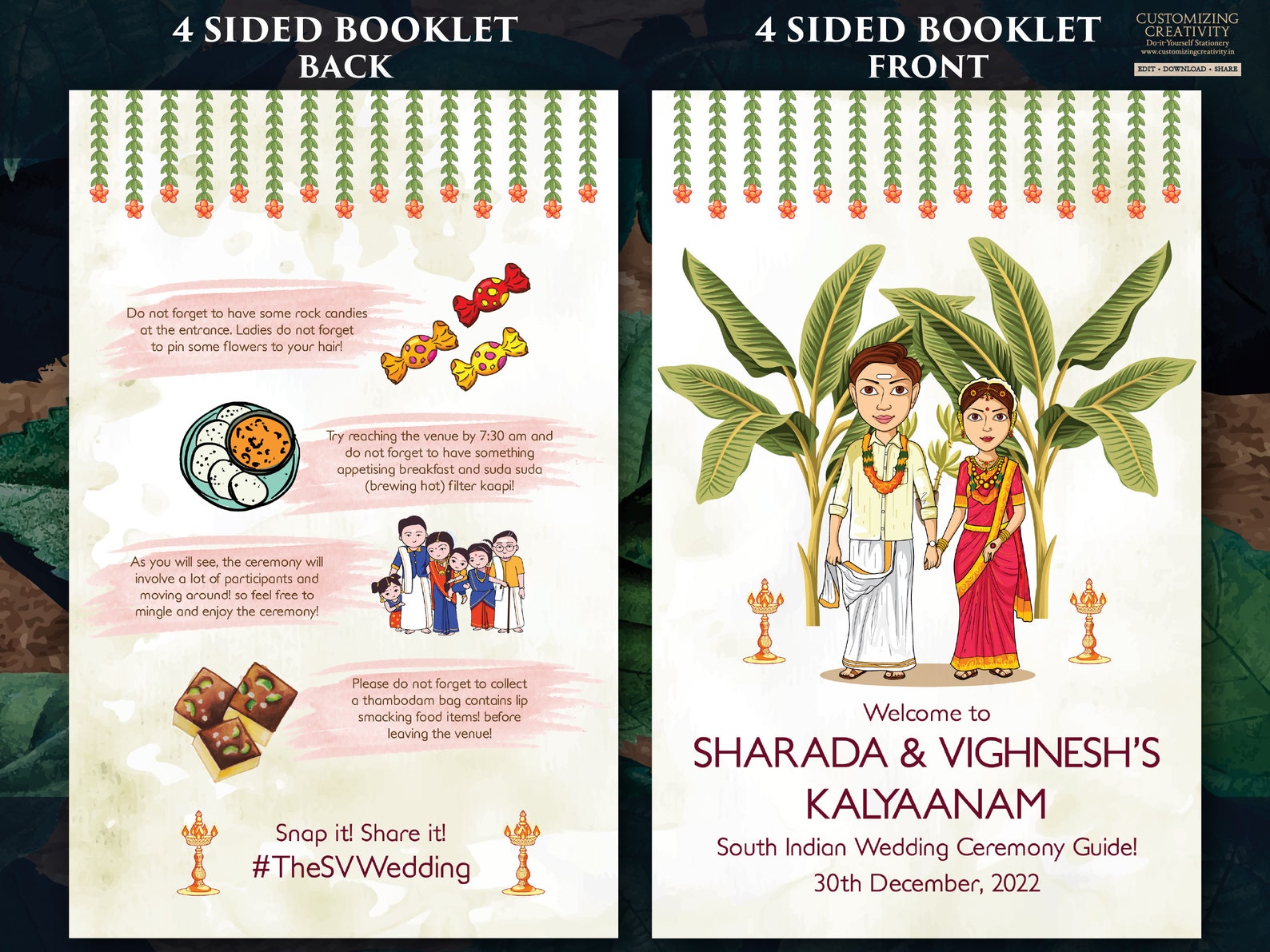 South Indian Wedding Program Guides as Tamil Ceremony Program Etsy