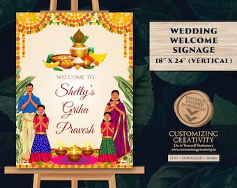 Indian Housewarming Welcome Sign: Gruhapravesham Pooja (Digital Download)