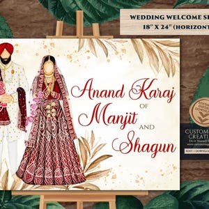 Anand Karaj Welcome Sign: Sikh Wedding Signage (Digital Download)