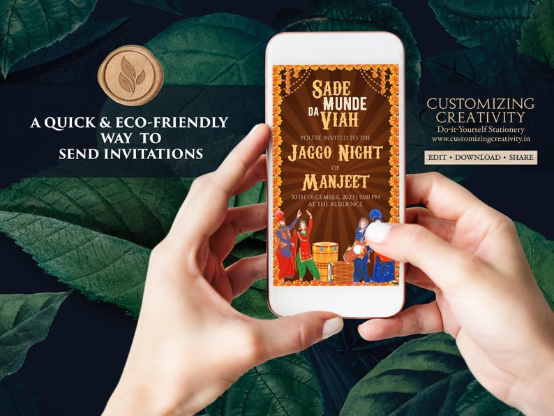 Digital Jaggo Night Invitation: Punjabi Wedding Invite (Digital Download) image 6