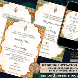Royal Indian Wedding Invitation Suite: Hindu Shaadi Cards (Digital Download)