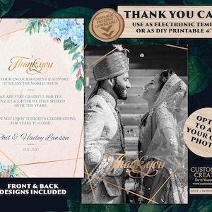 Floral Indian Wedding Thank You Cards with Photo (Digital Download)