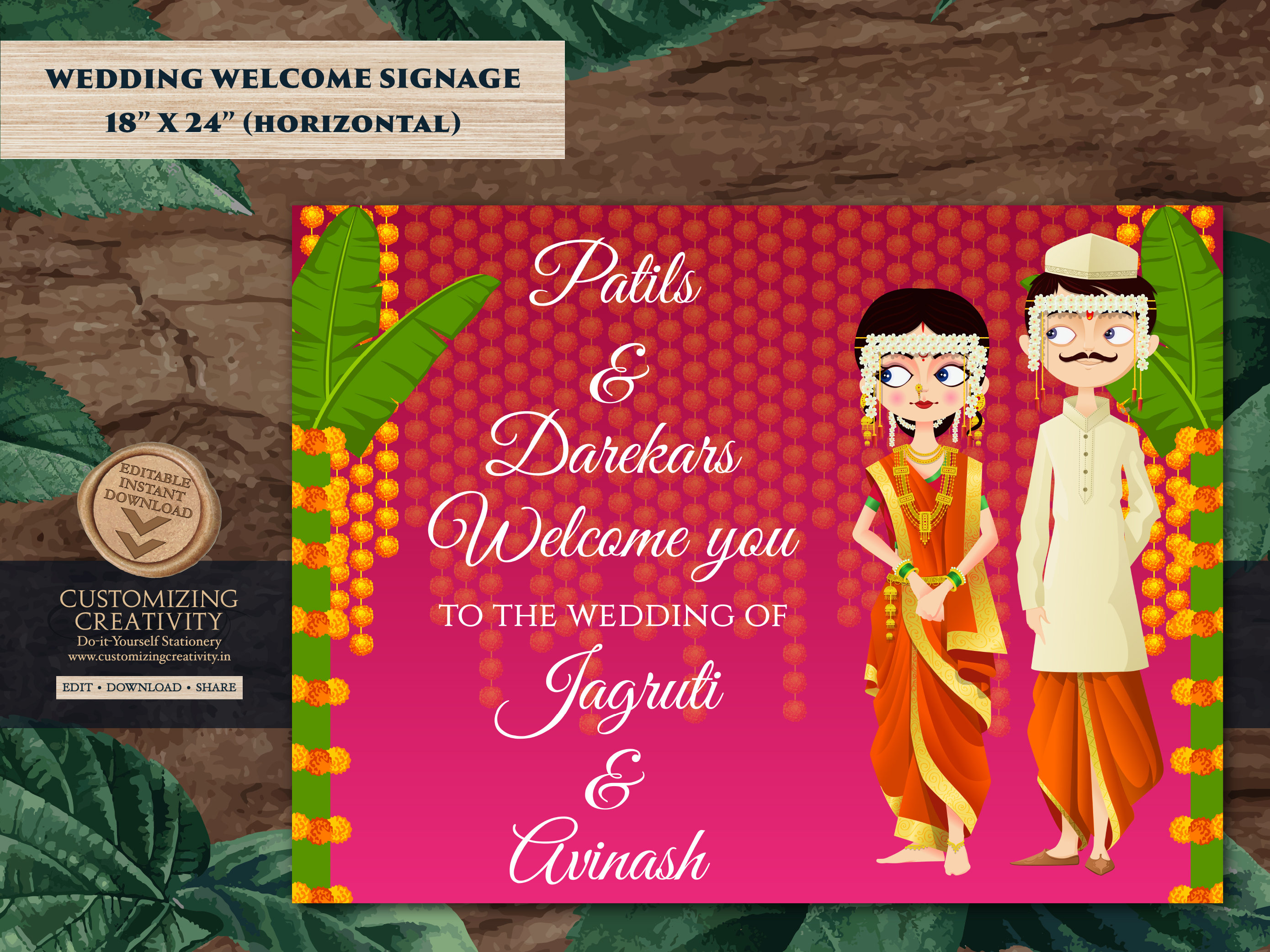 Marathi Wedding Sign as Marathi Wedding Welcome Sign Hindu 