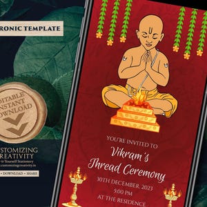 Thread Ceremony cards as Upanayanam invites, Thread Ceremony invitations as Upanaynam cards, Yagnopavith invites as Yagnopavith invitations