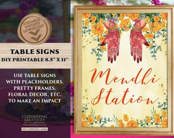 Mehndi decorations Henna station sign, Dholki decoration & Mehndi decor, Indian Wedding decor as Mehndi sign, Mehendi decoration Desi decor