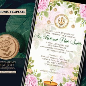 Akhand Paath Invitation: Sikh Digital Card (DIY Template)
