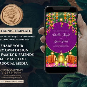 Digital Dholki Invitation: Mehndi, Pakistani Wedding (Electronic Template) image 5