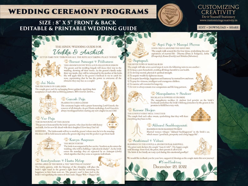 Gujarati Wedding Program & Indian Wedding program, Hindu Wedding program as Indian Wedding guide Gujrati, Gujarati programs Hindu ceremony image 1