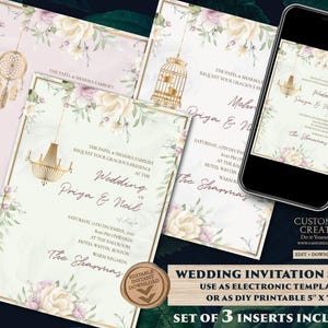 Floral Indian Wedding Invitation: Pastel Shaadi Cards (Digital Download)