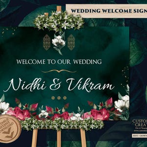 Emerald Welcome signs & Muslim Welcome Signages, Emerald Wedding entry boards, Muslim Wedding Welcome posters, Emerald Green Nikkah signages