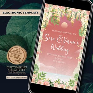 Digital Indian Wedding Invitation: Floral Hindu Invite (Digital Download)