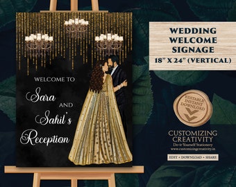 Indian Reception sign & Indian Wedding Reception sign, Indian Reception Welcome signs as Welcome to Reception sign, Indian Reception signage