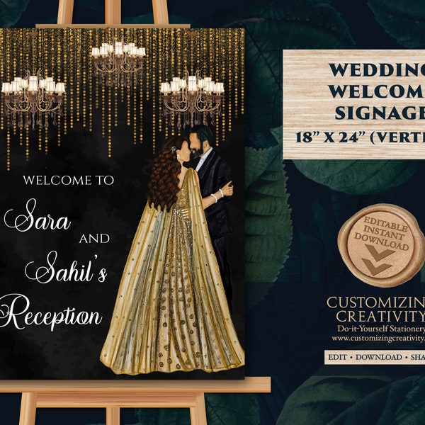 Indian Reception sign & Indian Wedding Reception sign, Indian Reception Welcome signs as Welcome to Reception sign, Indian Reception signage