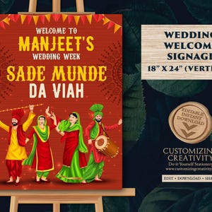 Punjabi Wedding Welcome Sign: Sikh Decor (Digital Download)